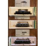 Minitrix: A collection of three boxed Minitrix N Gauge electric locomotives. All boxed in good