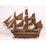 ***WITHDRAWN*** HMS Victory: A wooden, handmade model of HMS Victory 1805, upon wooden base,