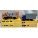 Diecast: A pair of boxed Conrad commercial vehicles, M.A.N. 8.90F and M.A.N. 16.192 F-KO. Both boxed