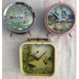 Clocks: A collection of three vintage animated alarm clocks, to comprise: Smith Pecking Chicken, and