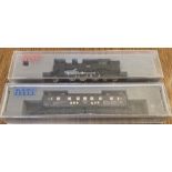 Kato: A pair of boxed Kato N Gauge locomotives, 3008 electric locomotive and 2-6-4 locomotive.