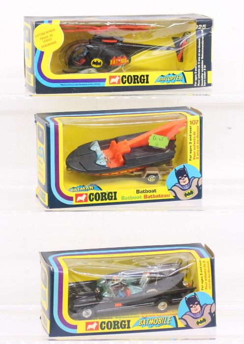 Corgi: A collection of three boxed Corgi Toys vehicles to comprise: Batmobile, Reference 267 (one