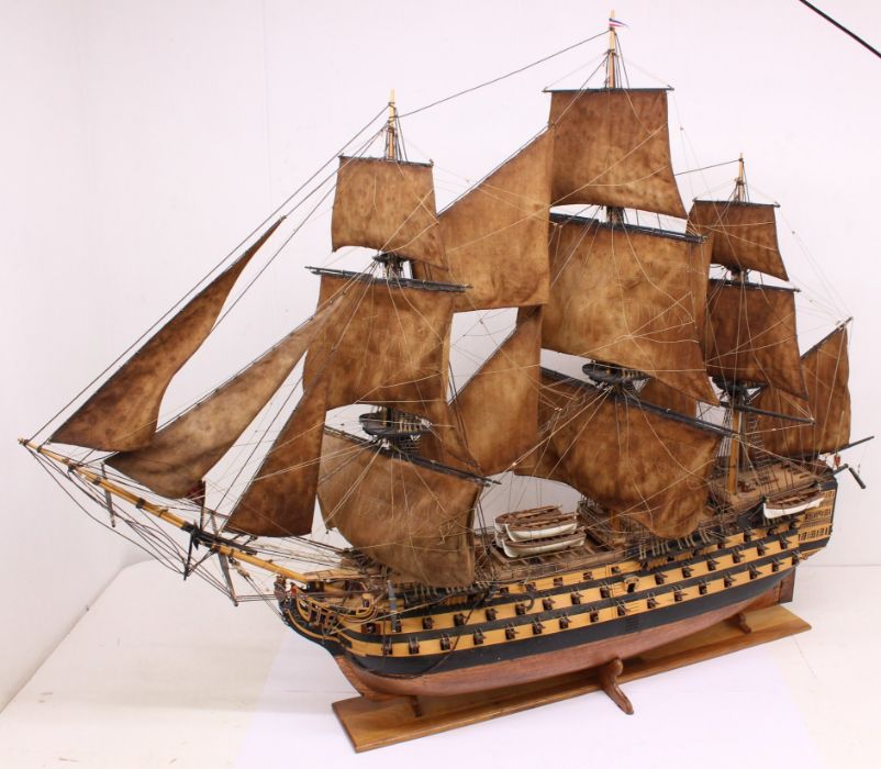 ***WITHDRAWN*** HMS Victory: A wooden, handmade model of HMS Victory 1805, upon wooden base, - Image 2 of 3