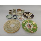 A collection of early to mid-19th century china and porcelain plates, cups and saucers, to include