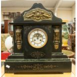 Victorian slate mantel/table clock with two train French movement and jewelled skeletonised