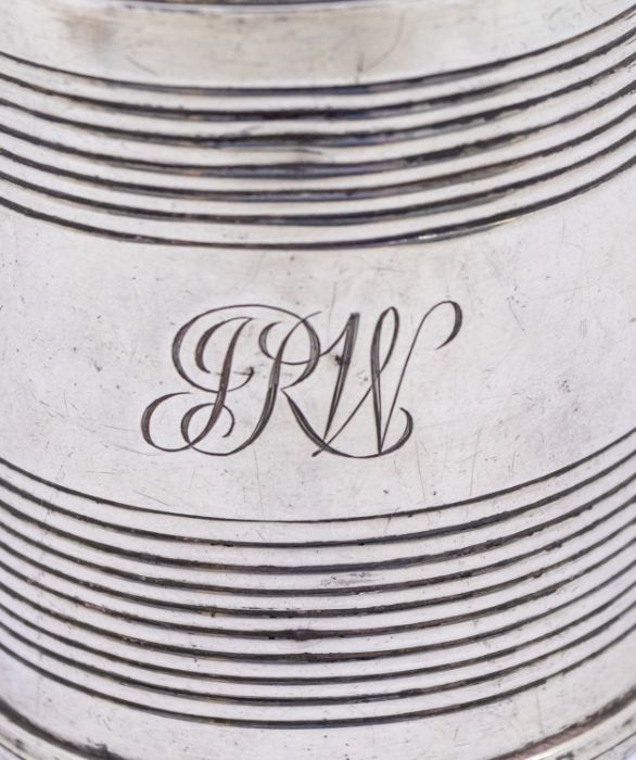 A William IV silver christening mug with reeded decoration , with later engraved inscription to base - Image 3 of 3
