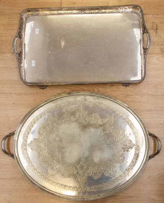 Two late 19th century / early 20th century electroplated galleried trays. To include: one - Image 7 of 7