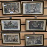 ***WITHDRAWN***A set of six 19th century Doctor Syntax hand tinted framed and glazed prints.
