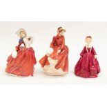 Two Royal Doulton lady figurines - 'Louise' and 'Autumn Breezes - together with Royal Worcester