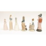 Six Lladro figurines of young ladies