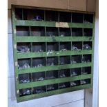 Steel workshop wall cabinet with 36 compartments. THIS ITEM IS OFF SITE AND SHOULD BE COLLECTED FROM