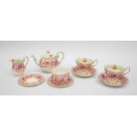 Royal Albert 'Serena' breakfast set comprising 2 trios of miilk jug, sugar basin and teapot.