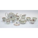 A collection of late 18th/early 19th Century New Hall porcelain to include: a teapot pattern no.
