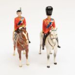 Beswick: 'Trooping the Colour' 2 figurines - H.M. Queen Elizabeth II on horseback, along with H.R.H.