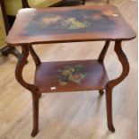 A 19th century four-tier corner whatnot stand with inlaid detail, together with a mahogany wall