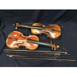 Two early 20th century Continental violins with bows. A/F