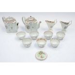 A collection of 18/19th Century New Hall porcelain to include: two teapots no. 195, two helmet