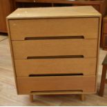 A four-drawer 1960s teak chest of drawers, together with two teak side cabinets and a teak