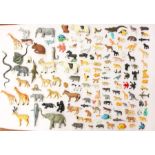 Figures: A collection of assorted 1960s and 1970s plastic zoo and farm animals, generally appearing