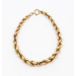 A 9ct gold graduated rope twist chain bracelet, widest section approx 6mm, length approx 210mm,