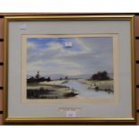 Two mid to late 20th century framed watercolours of coastal and country scenes