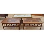 Four 1960s/70s teak coffee tables - two with tiled tops