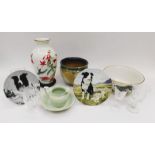 A mixed collection of ceramics and glass to include; A Royal Doulton stoneware bowl with green and