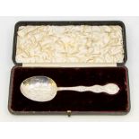 George Unite: An Edward VII ornately stylised presentation spoon with engraved decoration and