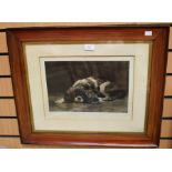 Etching of a dog - Herbert Dicksee, signed in pencil