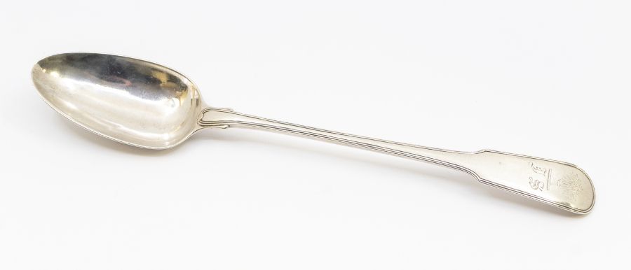 A George III silver fiddle and thread pattern basting spoon, the terminal engraved with  initials '