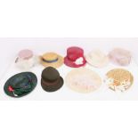 A collection of hats to include: WRACS (Women's Royal Army Corps) military hat; a collection of