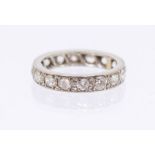 A diamond and platinum set full eternity ring, comprising old cut diamonds, each approx 2mm, width