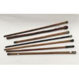 5 x 19th / early 20th century malacca walking canes, 4 of which have white metal pommels, and