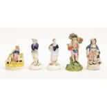 Five small early 19th century Staffordshire figurines