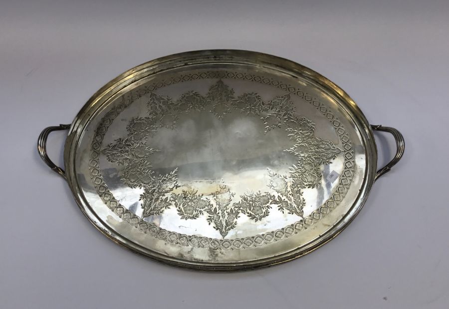 Two late 19th century / early 20th century electroplated galleried trays. To include: one - Image 5 of 7