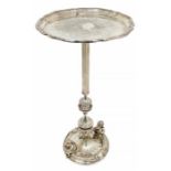 Elkington & Co: A Victorian silver plated occasional table, shaped detachable circular top with