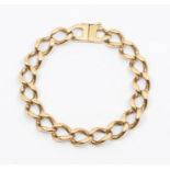 A 9ct gold heavy weight curb bracelet, width approx 10mm, length approx 21cm, slide style clasp with