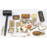 A collection of miscellaneous items to include snuff box, seals, badges, jewellery, purses etc