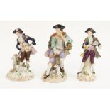 Three late 19th to early 20th century Continental porcelain figurines, two shepherds and a king