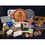 A collection of vintage advertising items, to include a mid-20th century pub tray, early to mid-20th