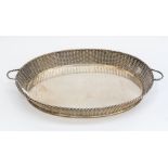 A French late 19th century / early 20th century silver plated basket weave style galleried tray by