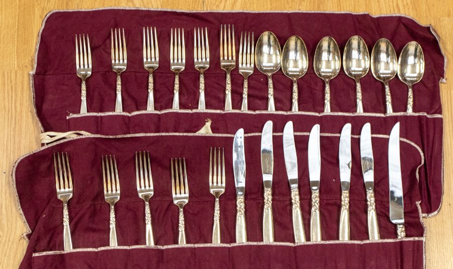 A collection of early to mid 20th century silver plated items, including fruit baskets, flatware, - Image 2 of 3