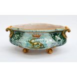 A late 19th century French majolica Ulysse Blois table bowl, signed G. Balen.