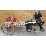 Triang: A childs Triang horse on wheels with small seat trailer behind. Length approx. 102cm. Play