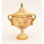A Royal Worcester covered pot-pourri vase, dated 1903, with pierced outer cover and plain inner
