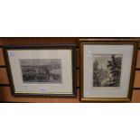 An early 19th century English School pencil and ink picture of a fly fisherman on the banks of a