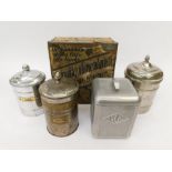 A collection of French canisters, crates & trays.