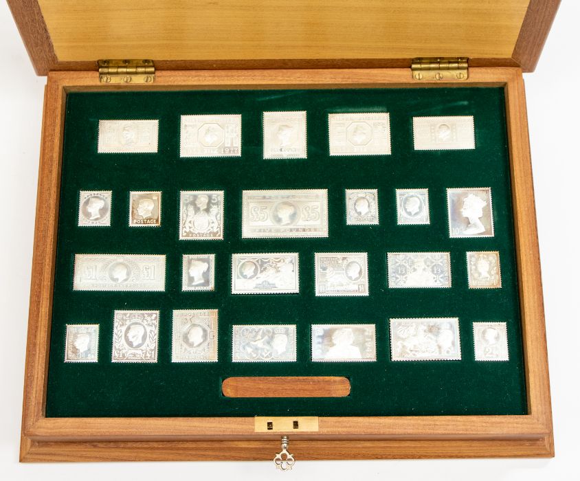 The Stamps of Royalty - A cased set of twenty-five sterling silver (925) stamps, with original