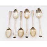 Three Sheffield silver teaspoons, all initialled to terminals and hallmarked by James Dixon and