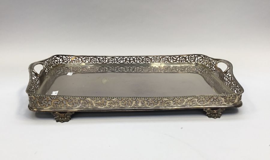 Two late 19th century / early 20th century electroplated galleried trays. To include: one - Image 4 of 7